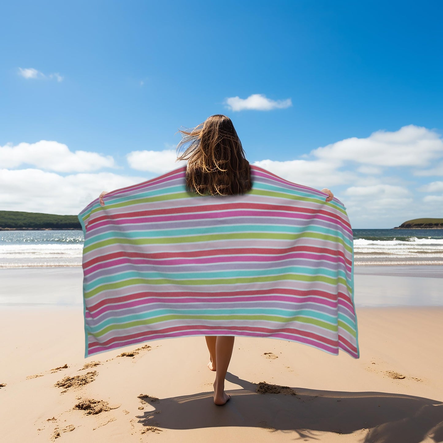 COTTON CRAFT Hooded Beach Towel – Oversized 39 x 68 Towel with Hood for Adults - 100% Cotton Velour Dobby Terry 450 GSM Pool Bath Wrap - Soft Absorbent Quick Dry – Pink Multi