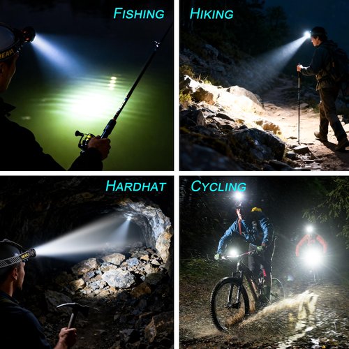 KOLYC Headlamp Rechargeable 5000 High Lumen: Super Bright LED Head Lamp with Motion Sensor, 9 Modes, IPX7 Waterproof, 90°Adjustable, Zoomable Headlight for Adults Hunting Camping Hiking Running