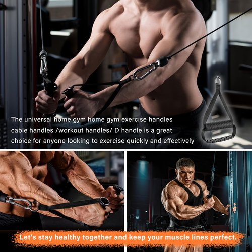 5-Way Hand-Grip/Ankle Cuffs Gym Handles Replacement for Bowflex Gym Fitness Handle,Resistance Bands Handles with Solid ABS Core Grips Fitness Strap Stirrup Handle Cable Attachment Silicon Grip, Black