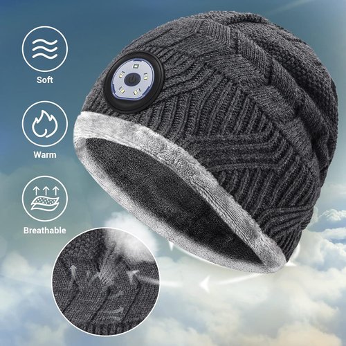 HIGHEVER LED Beanie Hat - Warm Winter Gift with Light for Men, Teens & Dads | Perfect Stocking Stuffer
