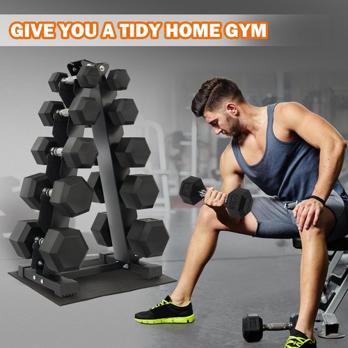Fitvids 5 Tier A-Frame Dumbbell Rack Stand Only with Anti-Slip Pads, Compact Weight Set Storage Holder for Home Gym Space Saver