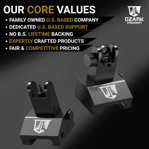 OZARK ARMAMENT Flip Up Iron Sights - BUIS Flip Up Sights Rail Mount Iron Sights - Front and Rear Flip Up Sight Set