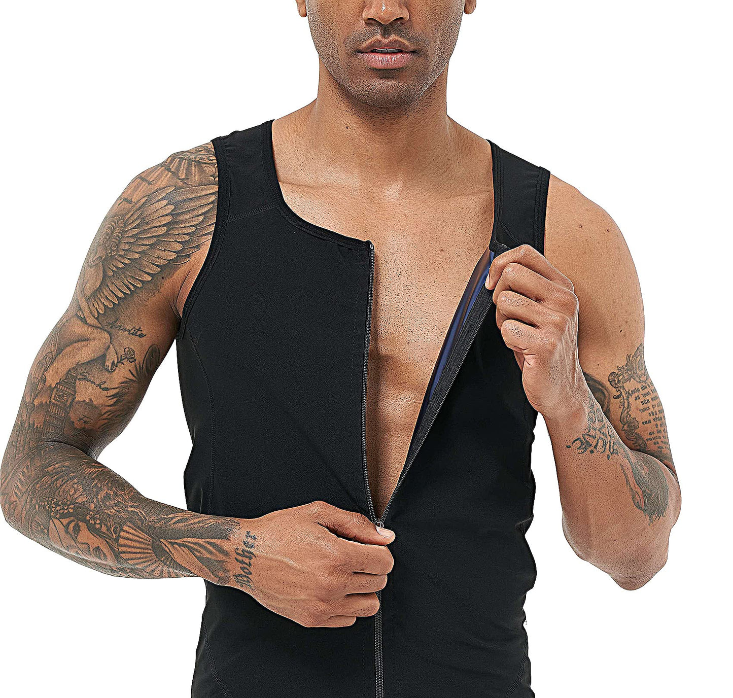 REMEBSWEAT Men's Sauna Vest Heat Trapping Pullover Sweat Enhancing Vest (Blue, L/XL)