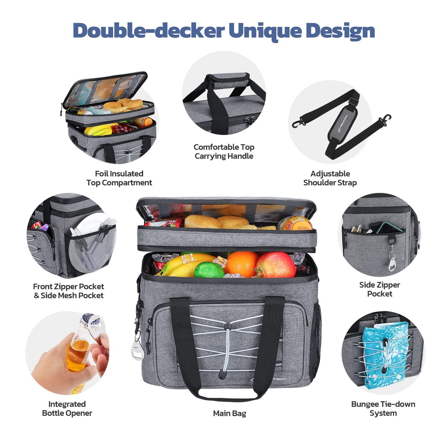 Maelstrom 30 Can Soft Cooler Bag, Double Deck Leakproof Portable Ice Chest