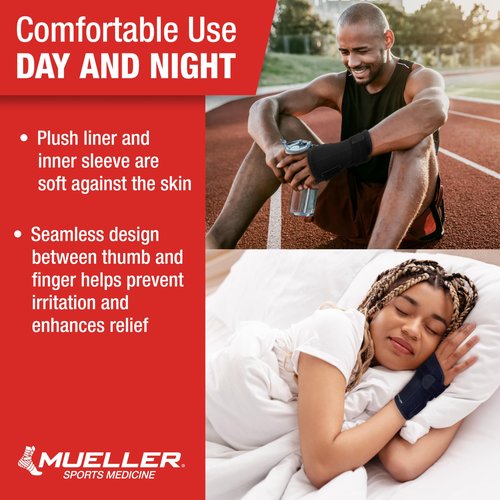 MUELLER Sports Medicine Reversible Green Wrist Brace for Men and Women, Wrist Pain Relief Support, Ideal for Carpal Tunnel, Tendonitis, Arthritis, Fits Left or Right Hand, Black, One Size