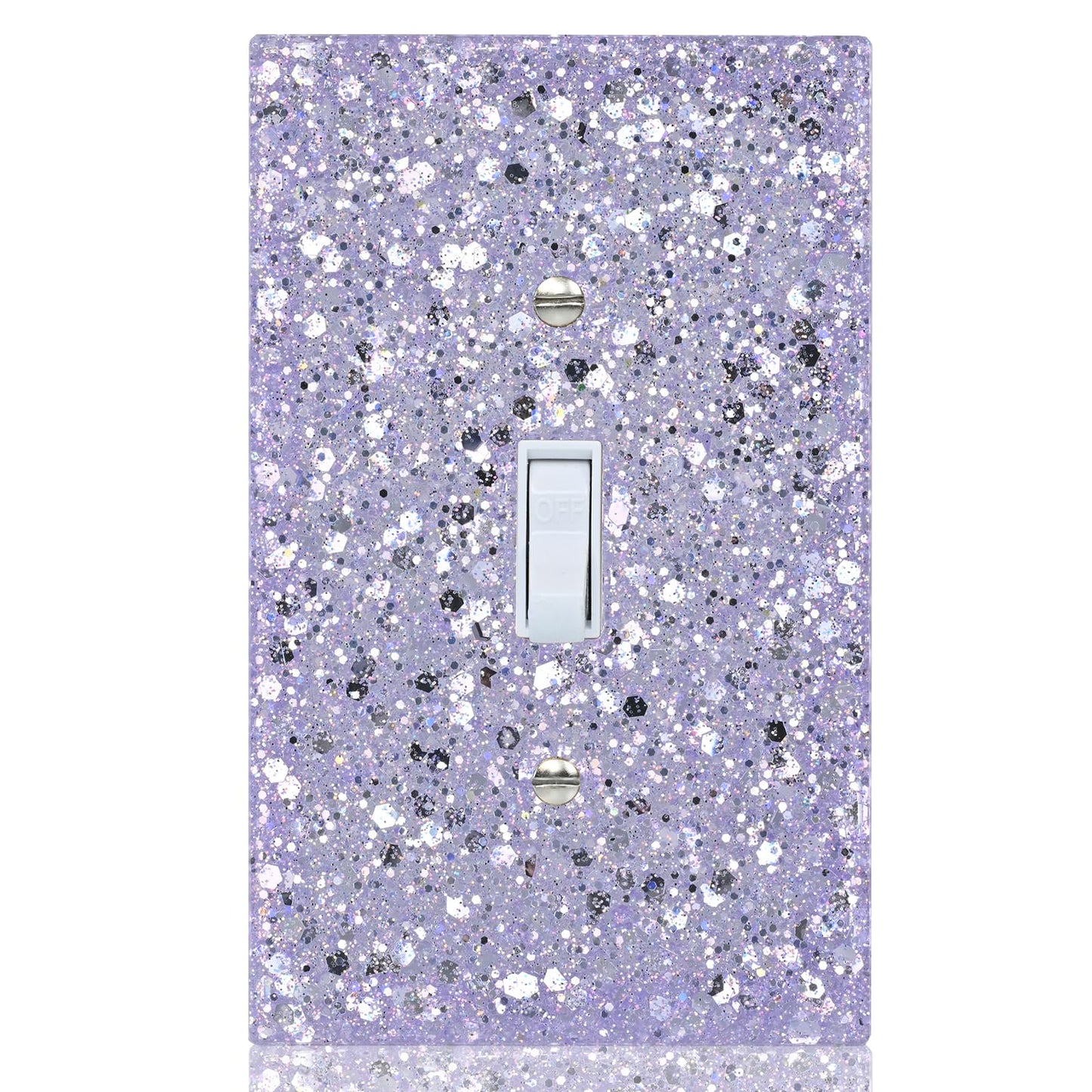 YNQIZKI Purple Glitter Light Switch Cover,Sparkle Wall Plate for Girls Room,Single Toggle 5.10''x3.15''