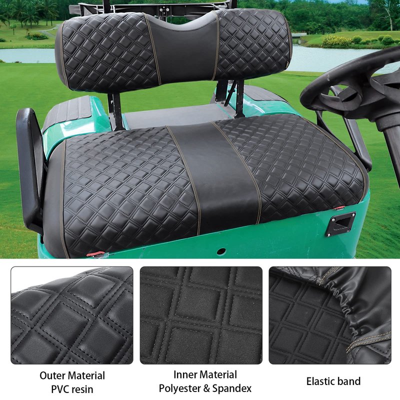 Roykaw Golf Cart Seat Covers Kit Fit for EZGO TXT OEM Ordinary Seat Cushion, Marine Grade Vinyl Material/More Soft and Comfortable, Breathable & Easy to Clean