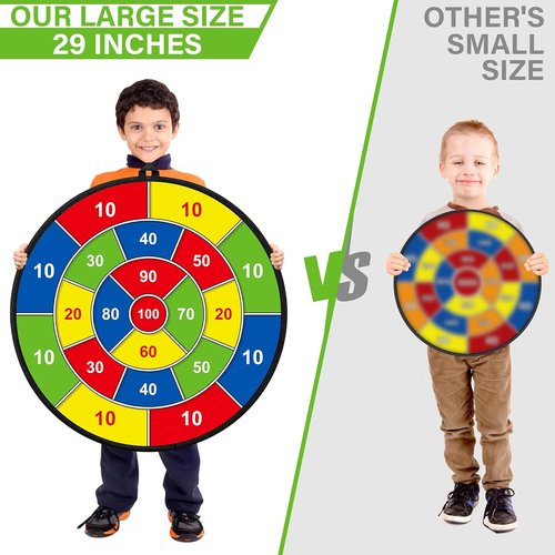Large Dart Board - Double-Sided Kids Dart Board with Sticky Balls | Fun Indoor/Outdoor Game for Ages 3-12