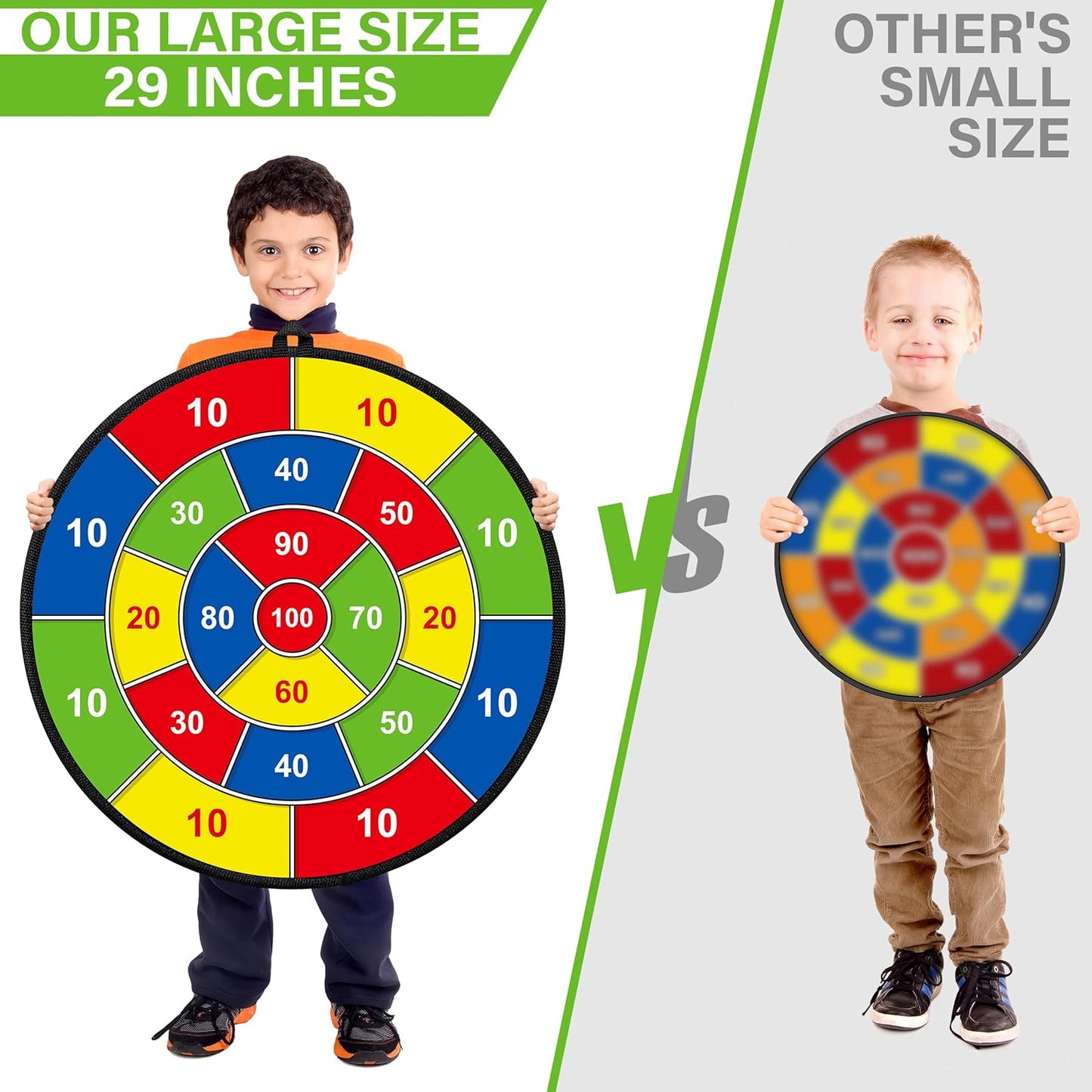 Skiennix Large Double-Sided Dart Board - Fun Indoor/Outdoor Game for Kids Ages 3-12 with Sticky Balls & Darts