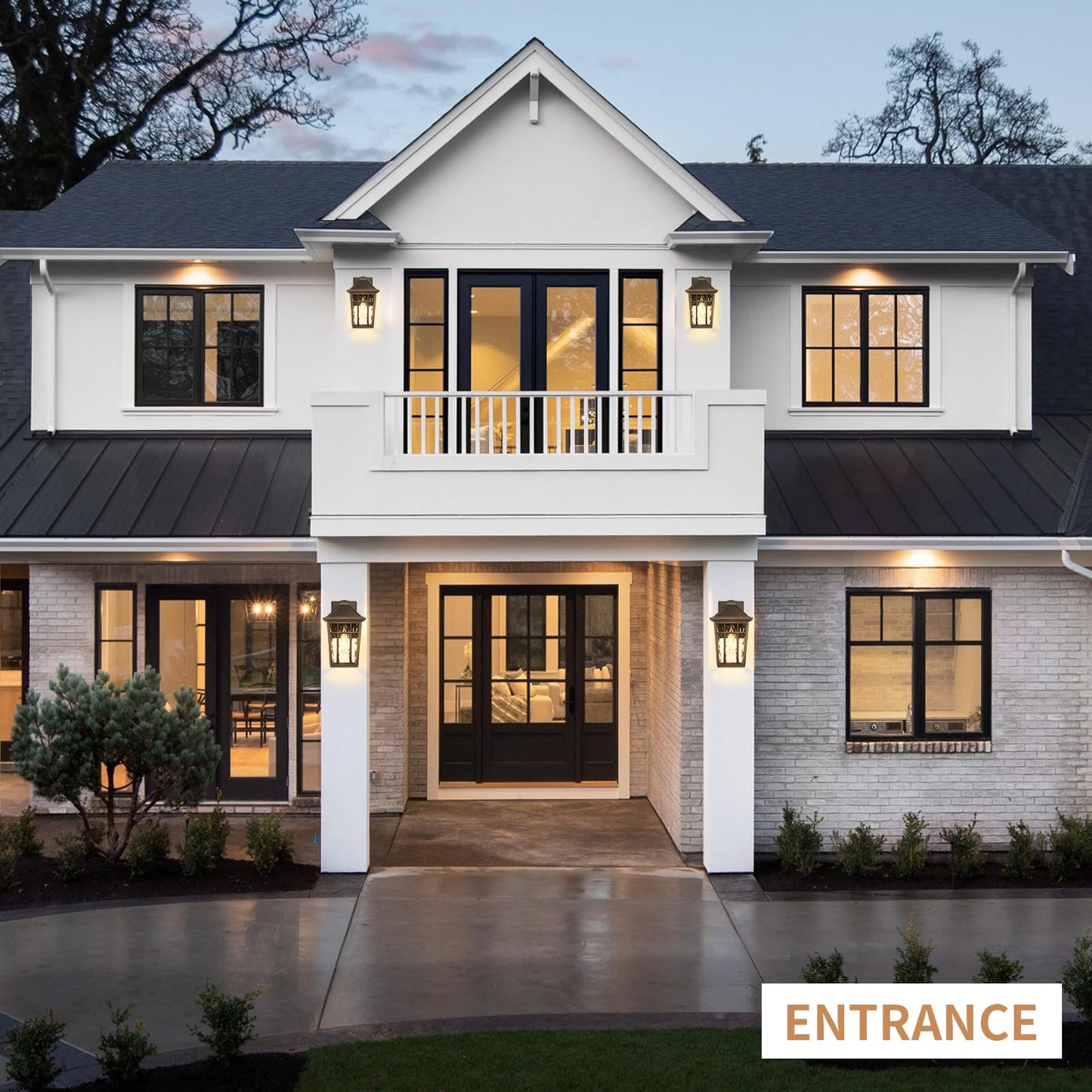 Darkaway Outdoor Wall Lights for House, 2pcs Exterior Lighting Fixtures Wall Mount Porch Lights Waterproof Outdoor Sconce Lights with Water Ripple Glass for Patio Hallway Garage