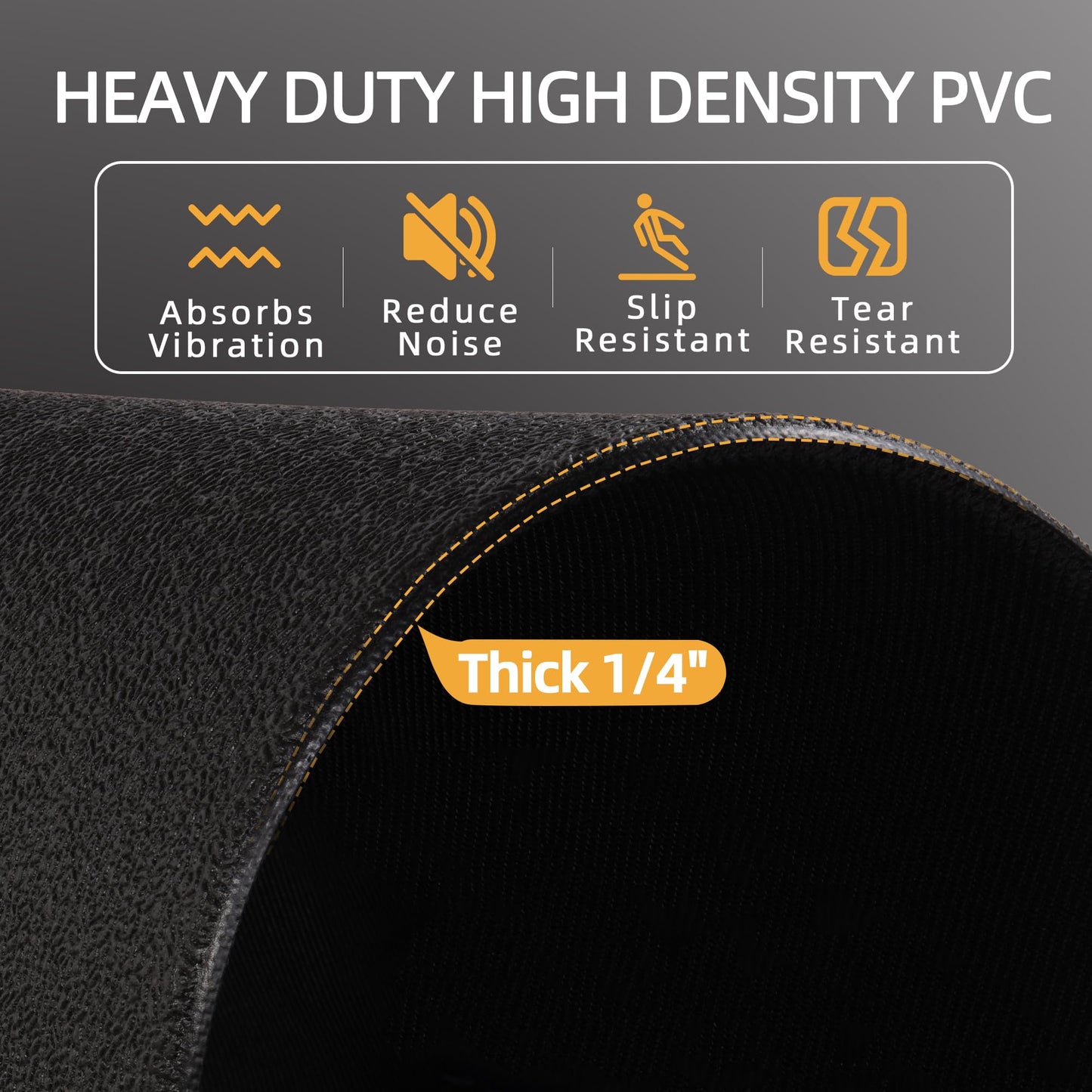 Fitvids High Density 1/4-Inch Thick Gym Equipment Mat, Non-Slip Floor Protection for Heavy Exercise, Treadmill and Bike Mat in Multiple Sizes