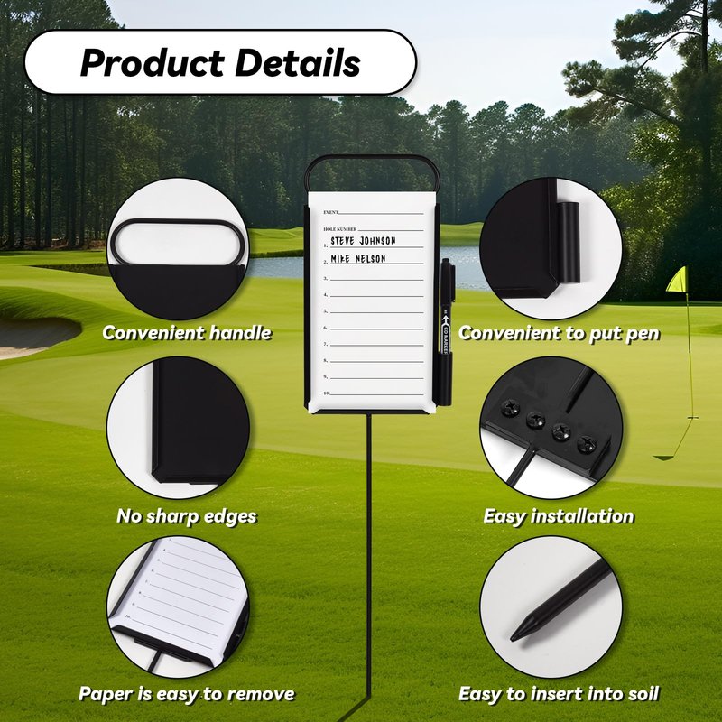 Niyanghome 4 Pcs Closest to The Pin Marker - Golf Metal Proximity Marker with 50 Sheets Cards and 4 Pens, Stainless Steel Golf Marker Golf Signs for Long Drive Putting Competition