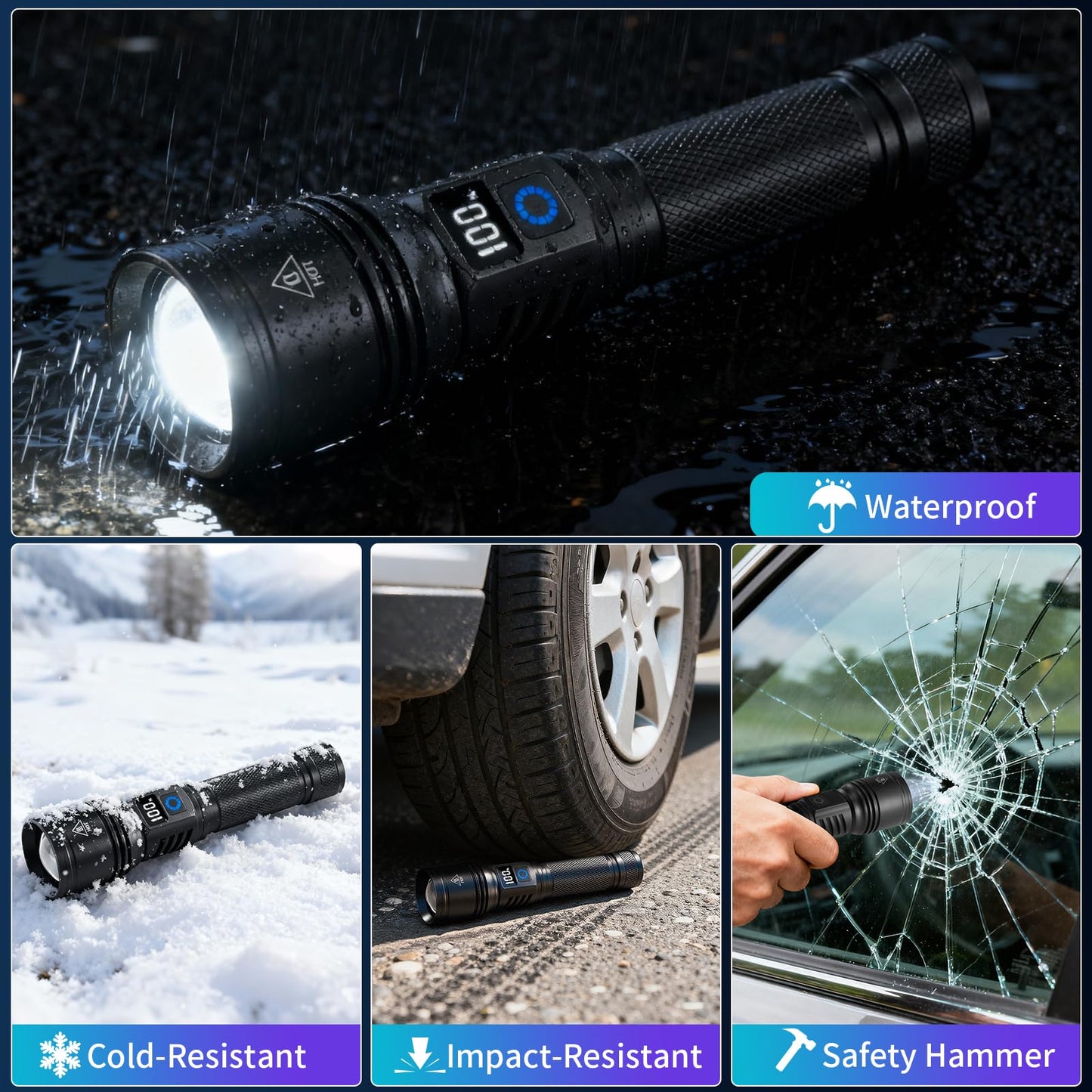 Ruboliy 2Pack Rechargeable Flashlights High Lumens, Flash Light for Home