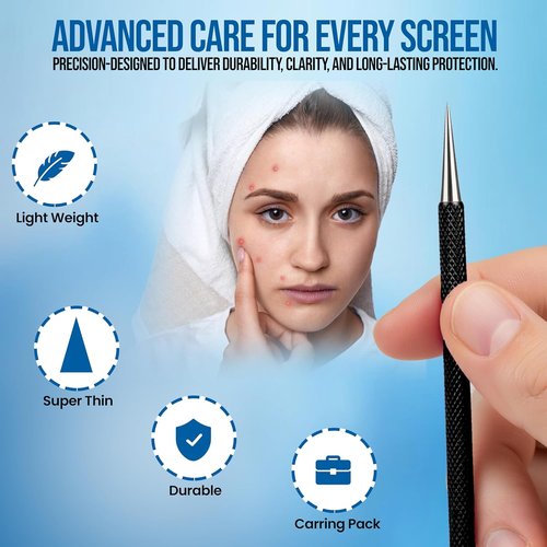 EFAH Care Stainless Steel Pimple Extractor Tool - 2 Pcs Surgical Acne Treatment Set | Easy to Clean (Black)