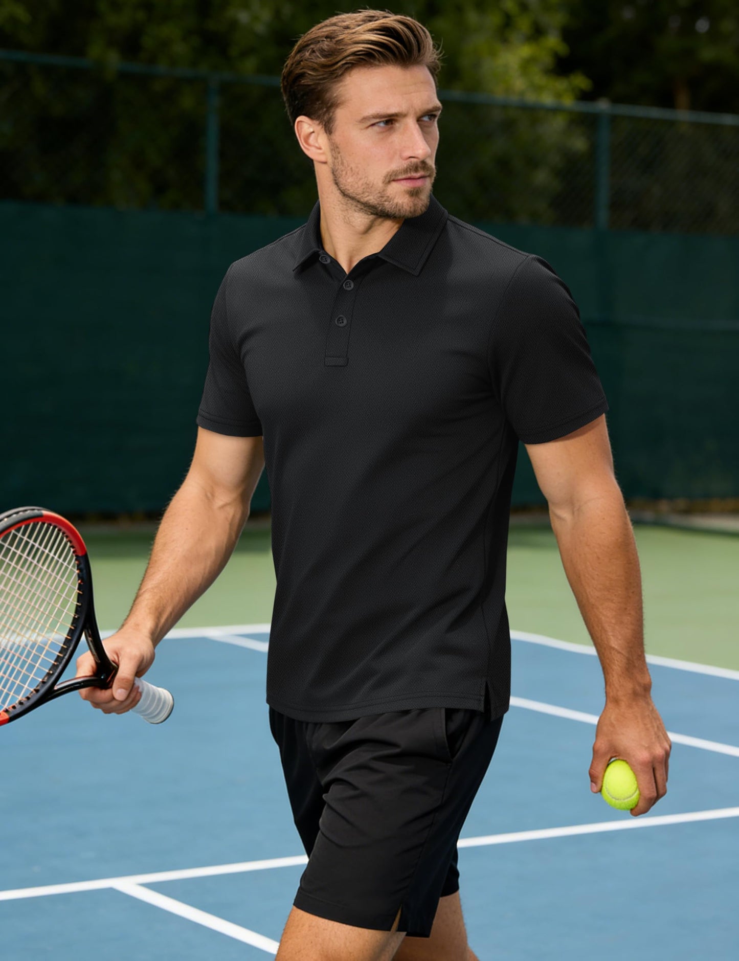 TACVASEN Men's Golf Polo Short Sleeve Dry Fit Performance Collar Shirt
