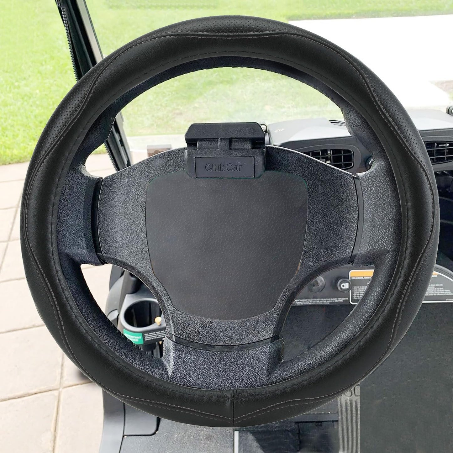 MLVOVL Golf Cart Steering Wheel Covers,13.5 to 14" Golf Cart Steering Wheel Cover Universal for Yamaha,EZGO TXT & RXV,Club Car DS & Precedent, Leather Comfortable, Non-Slip, Wear-Resistant (Black)