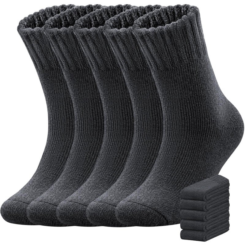 Yeblues 5 Pairs Merino Wool Socks Mens, Thick Warm Winter Socks, Hiking Socks Soft Casual Socks for Men (Black,6-13)