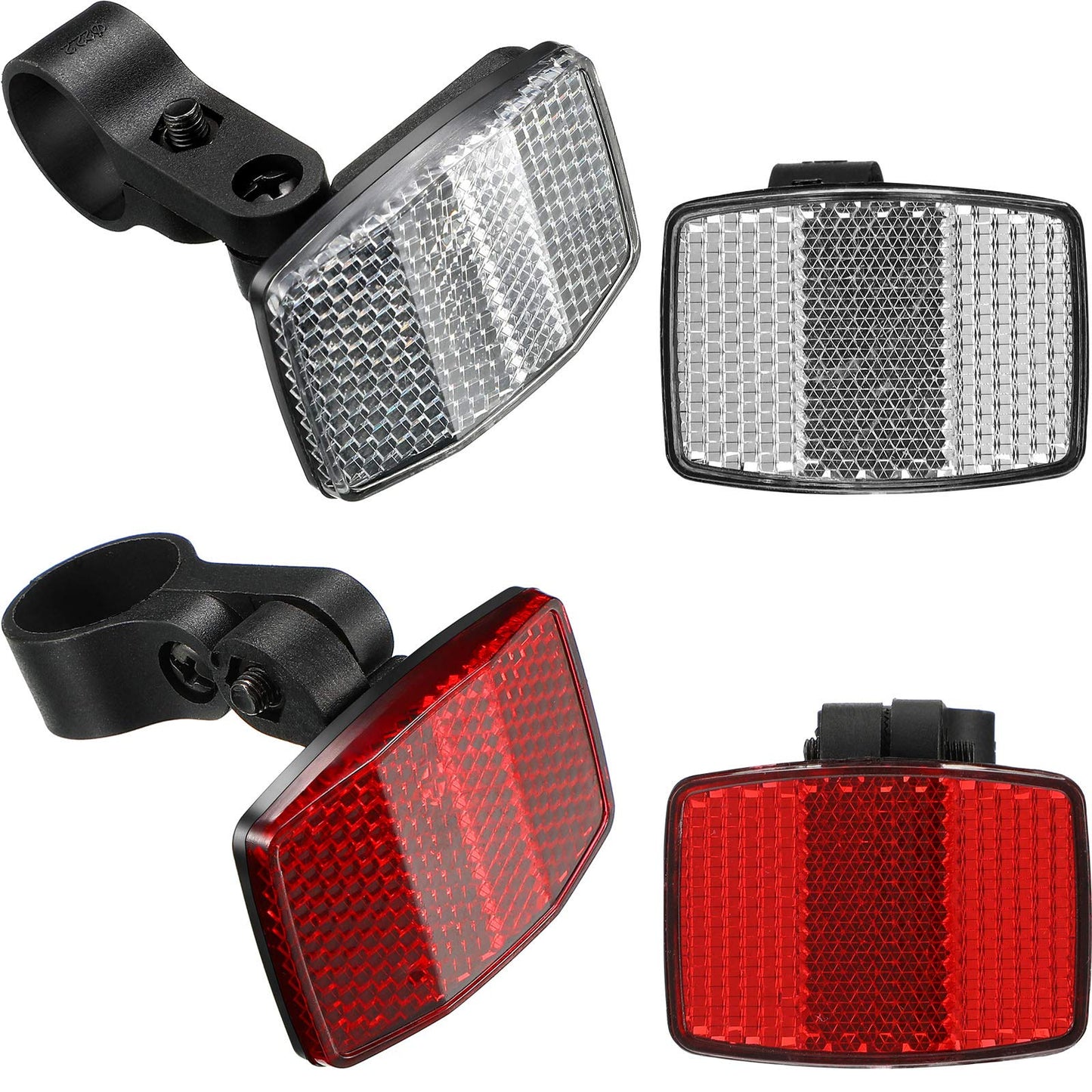 HESTYA 4 Pieces Bike Front and Rear Wheel Spoke Reflectors for Handlebar and Seatpost Bicycle Cycling Safety Warning Reflectors Red and White