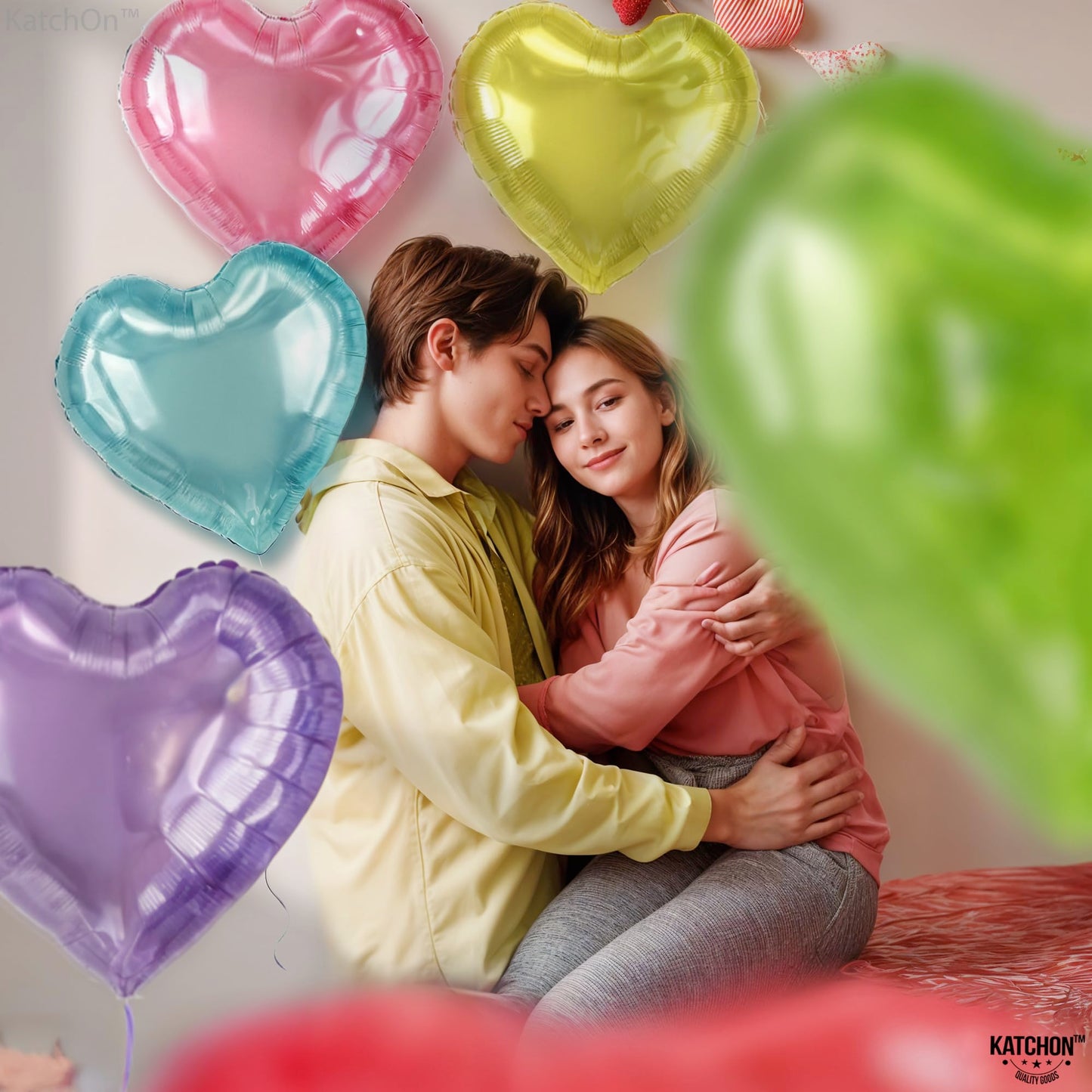 KatchOn, Pastel Heart Balloons Set - 18 Inch, Pack Of 10 | Pride Conversation Heart Balloons, Pride Decorations | Pride Month Decorations