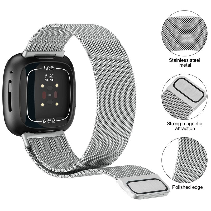 Meliya Metal Bands for Fitbit Sense 2 / Fitbit Sense/Fitbit Versa 4 / Versa 3 for Women Men, Stainless Steel Wristband Replacement Straps for Fitbit Versa 4/Sense 2/Sense/Versa 3 Smartwatch