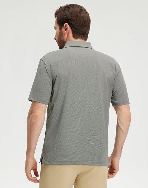 M MAELREG Men's Polo Shirt - Short Sleeve Performance Stretch Dry Fit Golf Polo in Jacquard Design