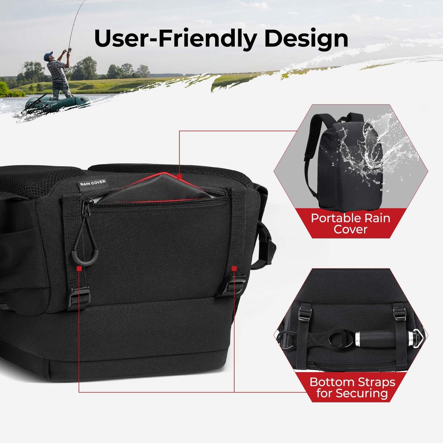 Piscifun Fishing Tackle Backpack, Rod & Gear Holder, Water-Resistant