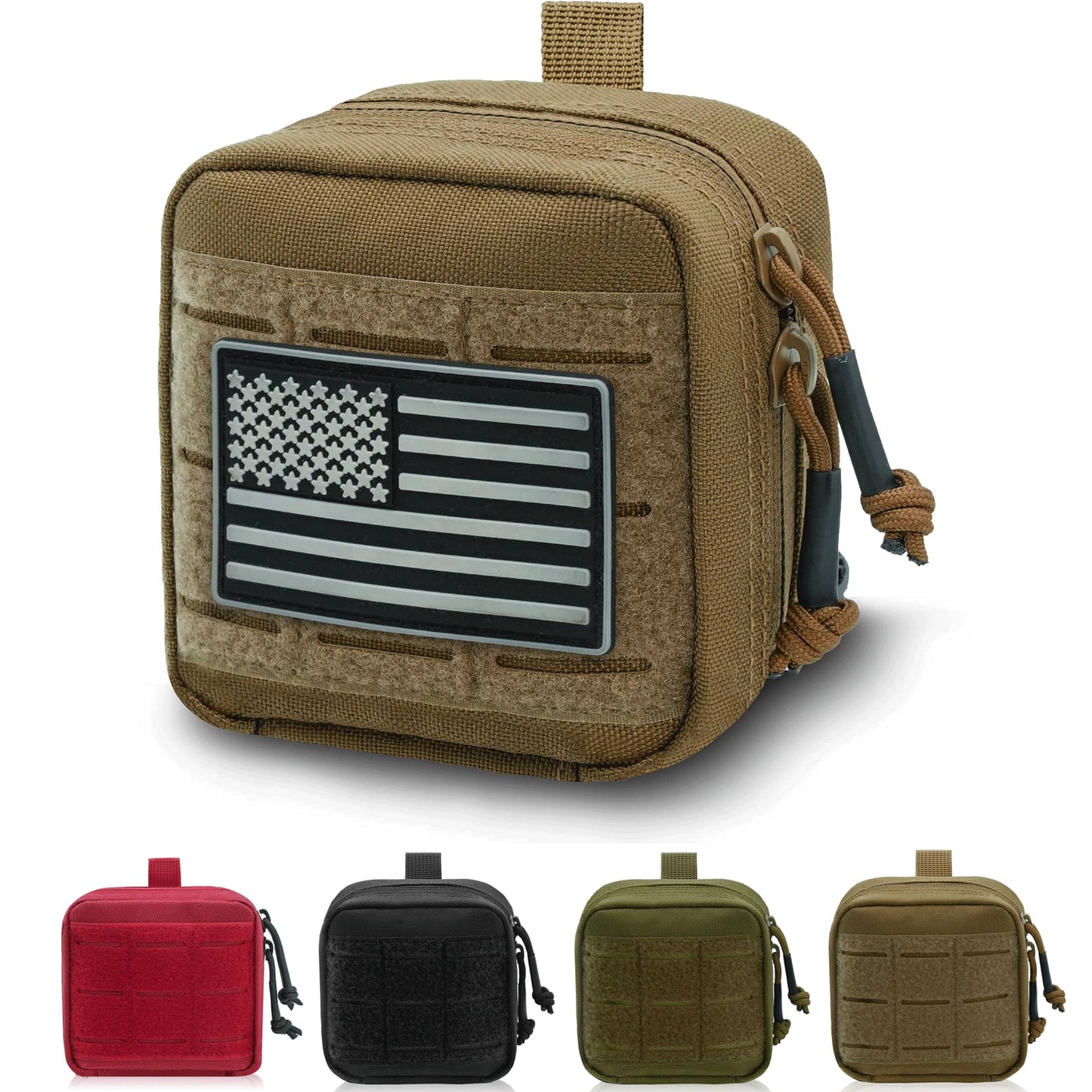 Molle Admin Pouch Small, Tactical Utility Tool Pouch Laser Cut EDC Pouches Bag Modular Pouches Include US Flag Patch
