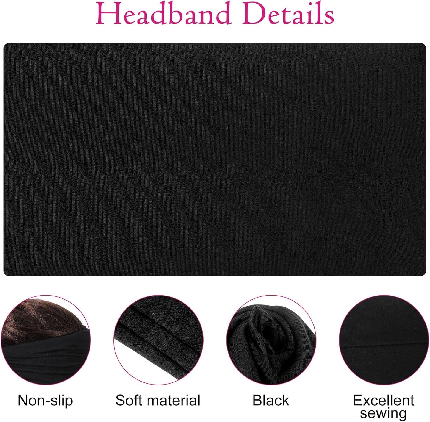 Skiennix Black Headbands - 3 PCS Non-Slip Elastic Sports Hair Bands for Women | Soft & Stretchy Gym Accessories