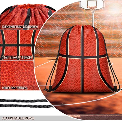 Grneric Basketball Drawstring Bags - 14 Pcs Party Favor Cinch Sackpacks for Sports Teams & Birthdays