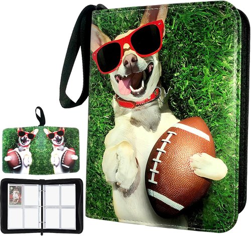 Football Card Binder - 400 Pockets with 50 Removable Sleeves | 3 Ring Zippered Collector Album