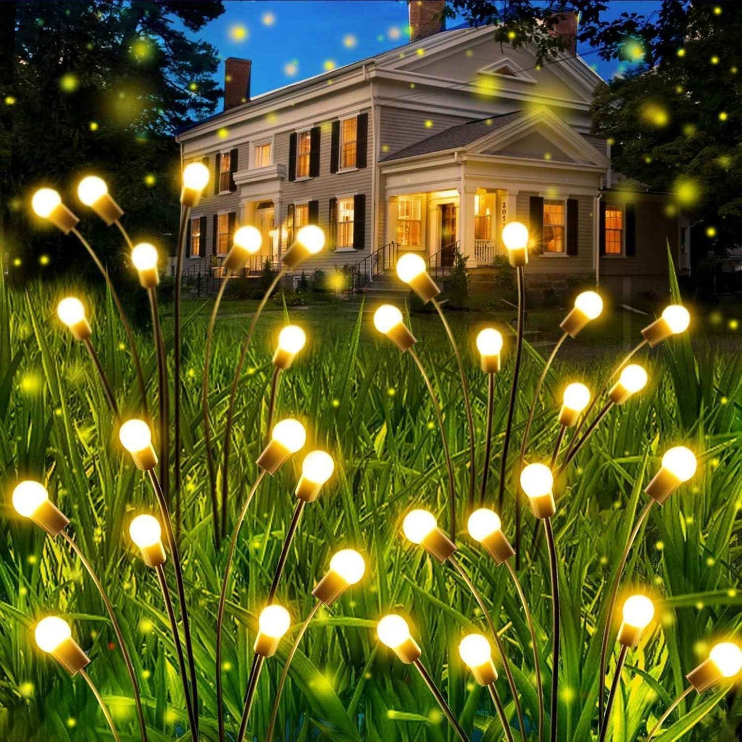 48 LED Solar Halloween Lights - 6 Pack Purple & Orange Waterproof Firefly Lights for Garden & Patio Decor