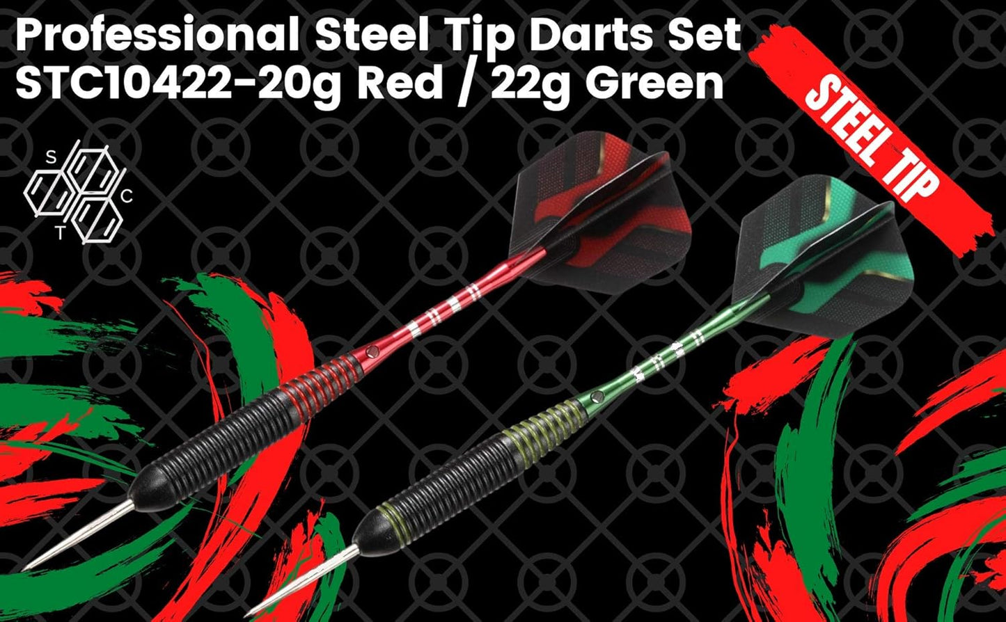 Skiennix 6pc Steel Tip Darts Set - Professional Quality Darts with Accessories for Dartboard