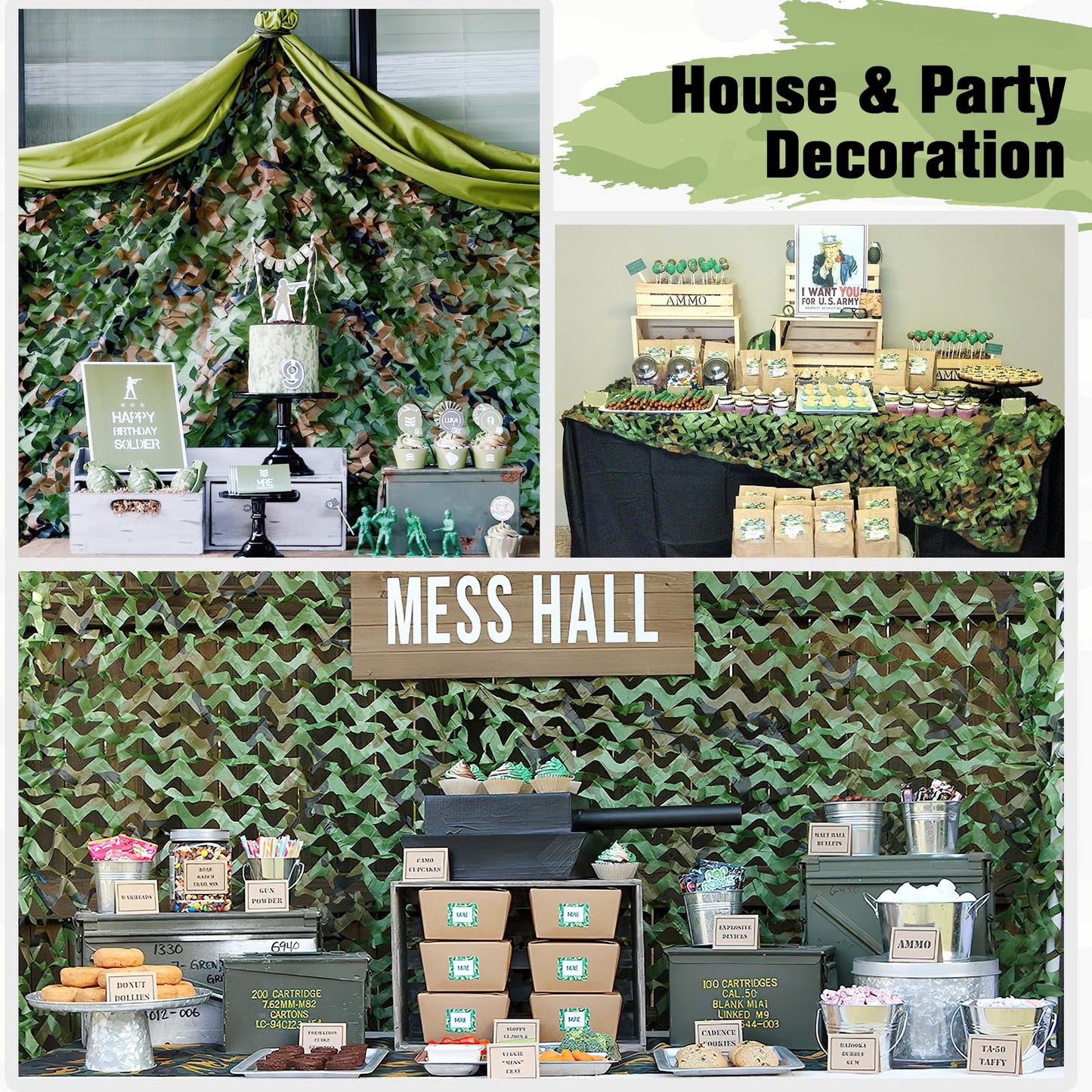 Yeacool Camo Mesh Netting Camouflage Netting Military Surplus Hunting Blind Net for Military Theme Party Decorations Backdrop Sunshade Car Cover Camping Shooting (Woodland Camo, 10ftx13ft, 3m*4m)