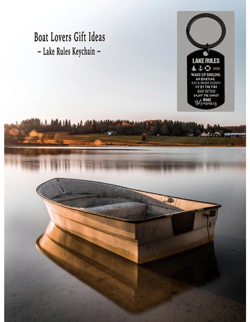 MALLAbyLAMMA Life is Better at the Lake Pocket Compass Black Engraved, Lake Rules Keychain, Fun Lake Themed Gift for Lake Lover Birthday Holiday Christmas