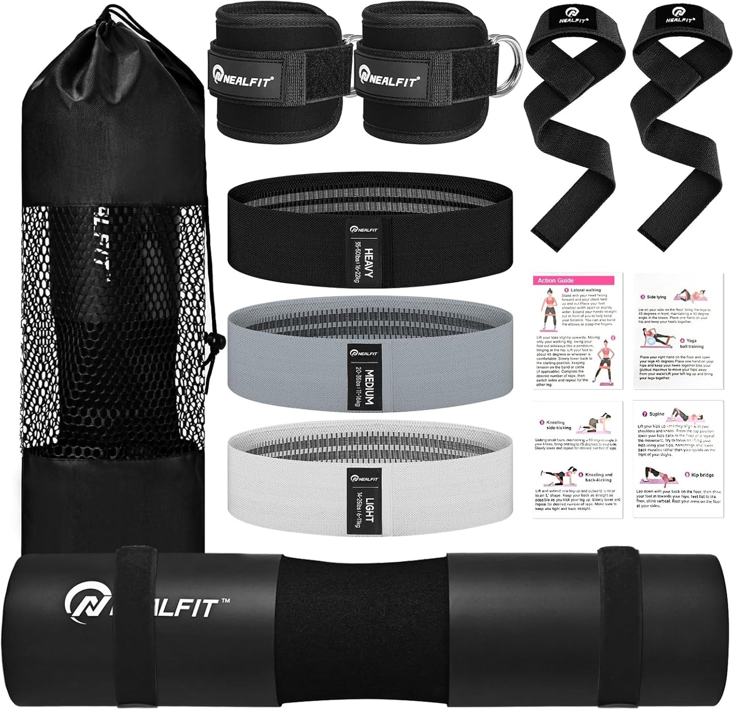 NEALFIT Barbell Pad Set - Extra Thick Neck & Shoulder Support for Squats & Hip Thrusts | Olympic Weightlifting