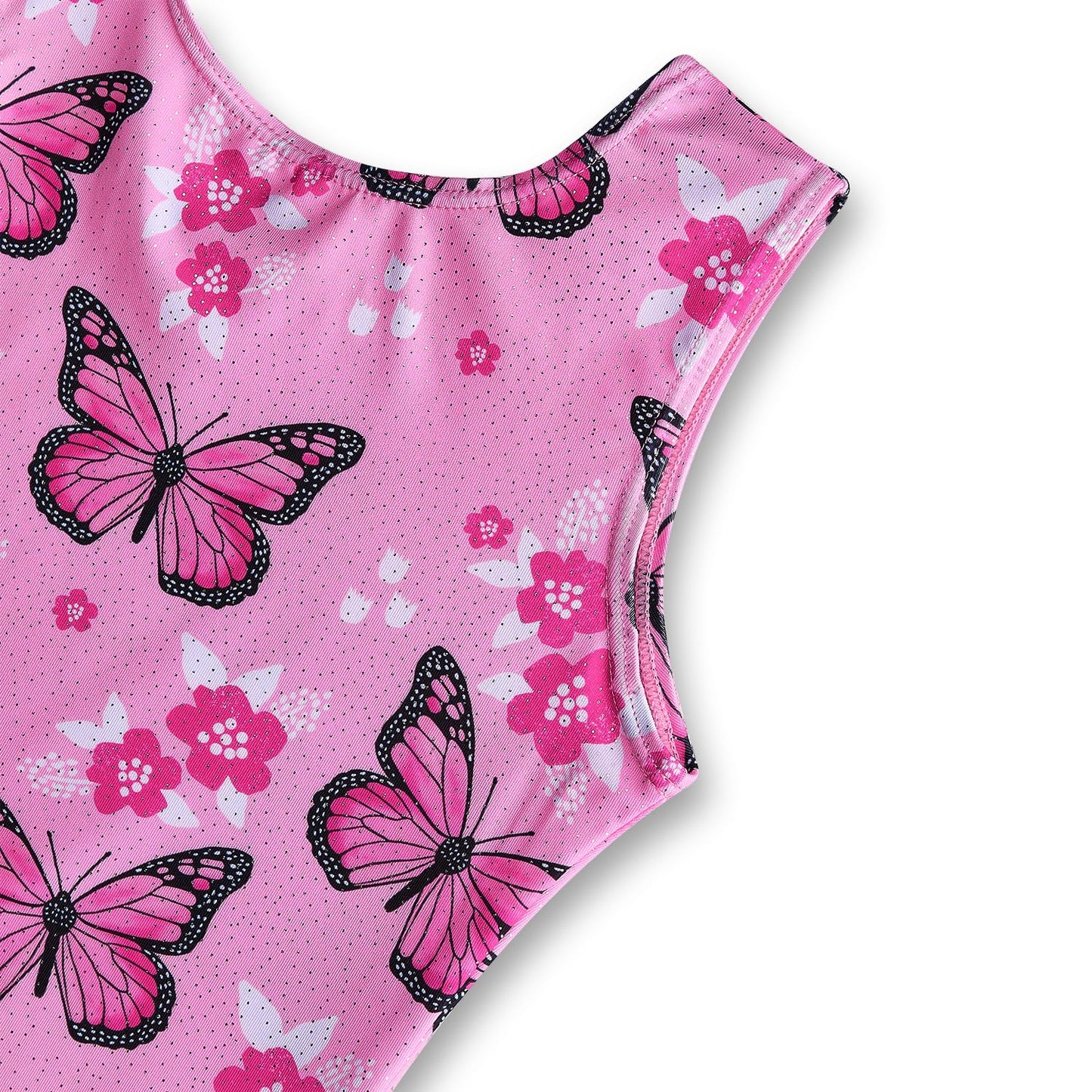 YDMZX Toddler & Girls Gymnastics Leotard with Butterfly Print, Sparkly Tank Outfit for Dance, Ballet & Tumbling (Ages 4T-5T, Pink)