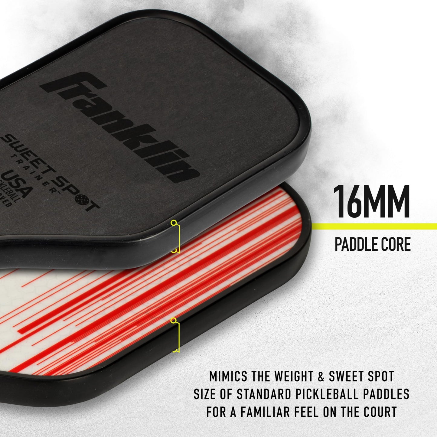 Franklin Sports Sweet Spot Training Pickleball Paddle - THE Original Pickleball Trainer Practice Paddle - Mini Head + Extra Long Handle for Shot + Swing Training - 16mm Core + T700 Carbon Face