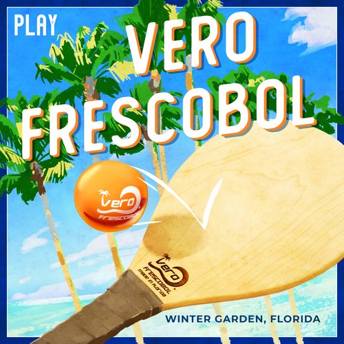 Frescobol Starter Set, 2 Vero Wood Paddles, Premium Orange Padded Grips, 2 Official Orange Balls, Beach Tote-Bag
