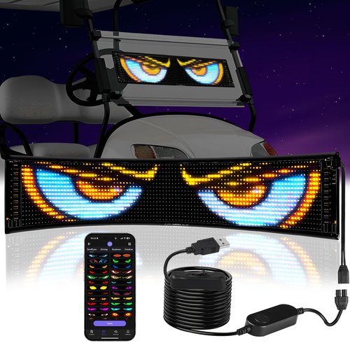 Golf Cart LED Eyes for Golf Cart Windshield, 23x5in Programmable Flexible Screen with App Control, High Bright DIY Dynamic Display Sign for Car/Motorcycle/Golf Carts