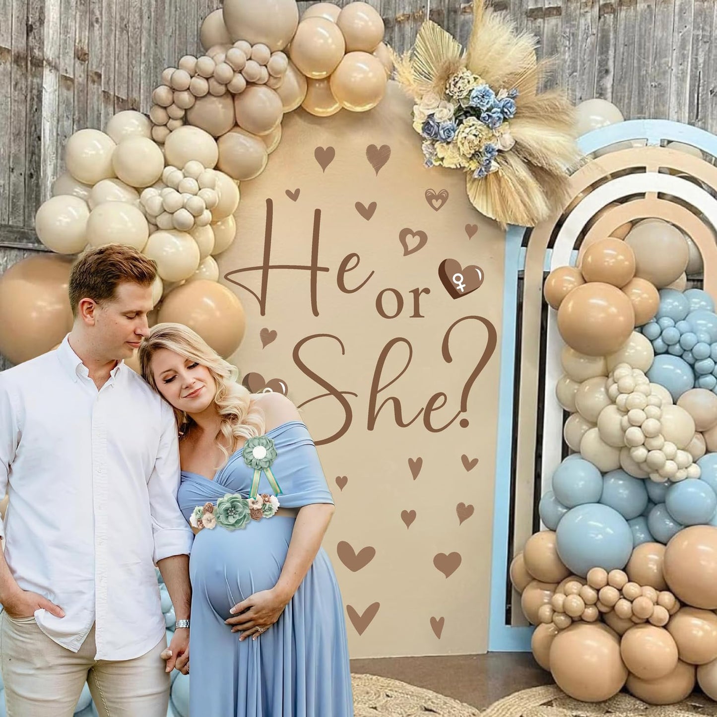 Gender Reveal Party Decals He or She What Will Baby Be Decorations for Balloon Arch Babies Gender Signs Oh Baby Shower Sign Backdrop Decal Girl or Boy Party Supplies Vinyl Sticker for Pregnacy Banner