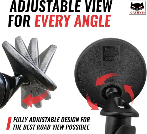 CATEYE BM-45 Bar End Mirror - Ultra Compact, Durable Aluminum Mirror for Road & MTB Bikes, Scratch-Resistant Glass