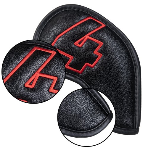 Craftsman Golf 10pcs Red No. on Both Sides Magnetic Closure Classic Black Leather Iron Headcover Covers Set Travel Cases Protector Available Custom with Name