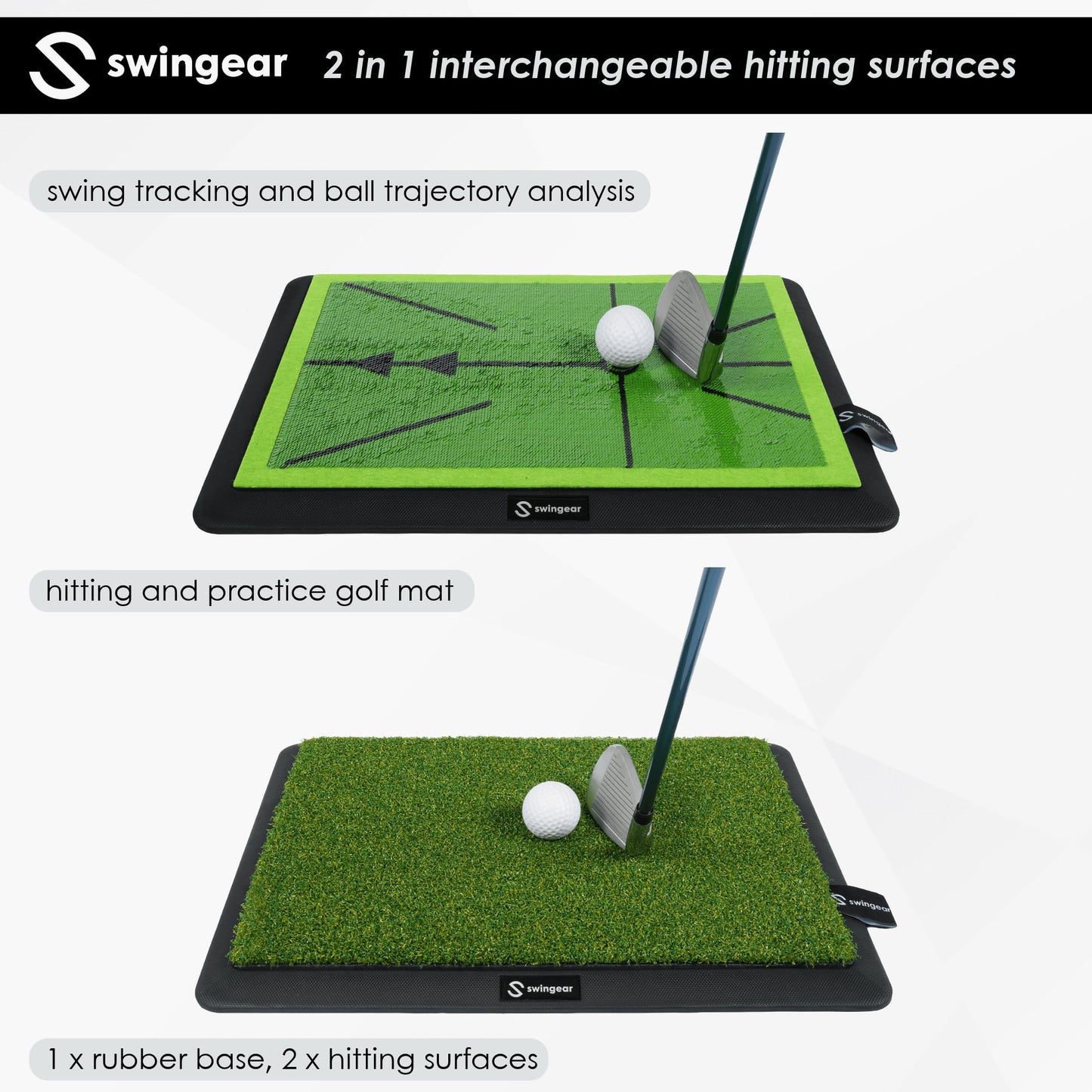 Golf Hitting Mat & Divot Board - Premium Practice mat - Swing Training aid w/Interchangeable Swing-Path Detection & Turf mat - Instant Feedback to Analyze Your Swing - Gift for Golfers