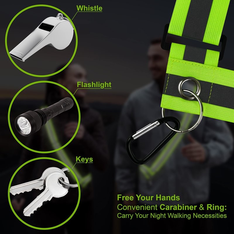 HiVisible Reflective Sash for Walking at Night Adjustable Safety Sash for Men Women Kids Reflective Belt Sash for Running Walking Biking (2 Sashes)