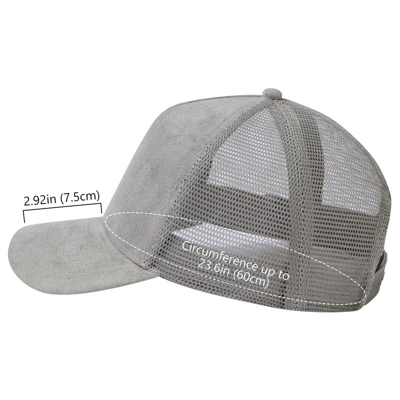 UVSAI Suede Curved Brim Trucker Cap Adjustable Snapback Hat Mesh Back Breathable for Men Women 2 Pack SH03