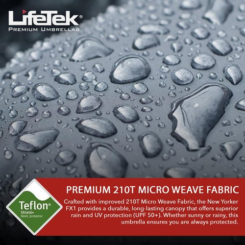 LifeTek New Yorker FX1 - Windproof Golf Umbrella, Large 54 Inch Automatic Open, Sturdy and Lightweight for Travel, Fast-Drying Canopy, Fits 2 People, Durable Frame for Rain and Wind, Sun Protection