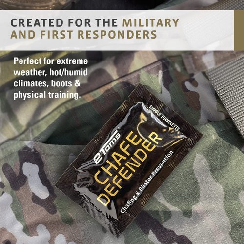 2Toms Chafe Defender, Military Grade Anti-Chafe and Blister Prevention, All-Day Waterproof and Sweatproof Protection from Chafing and Skin Irritation, 6-Pack Single-Use Towelettes