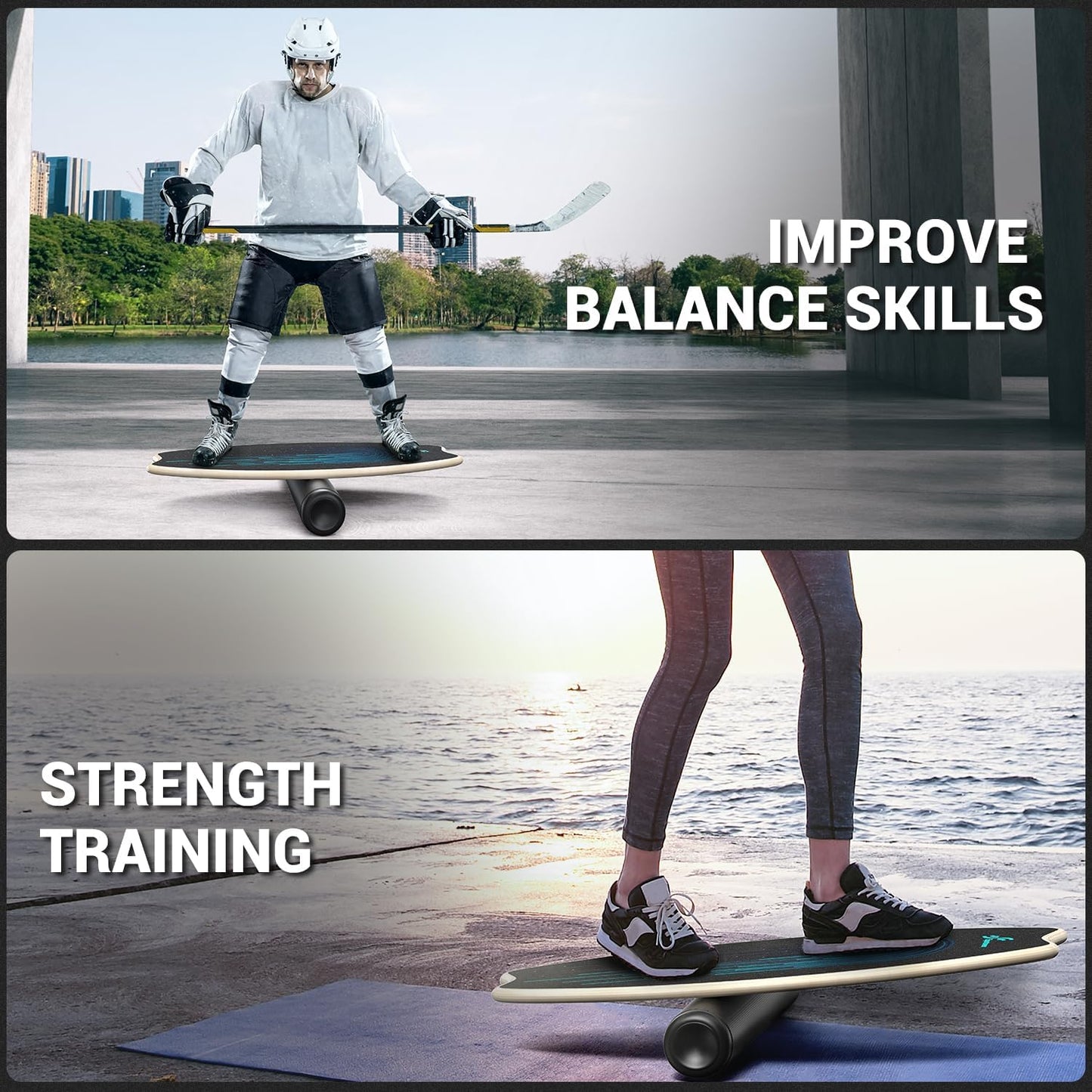 Sportneer Balance Board - 7-Mode Wobble Trainer for Improved Stability & Balance | Includes Roller & 2.8'' Ball