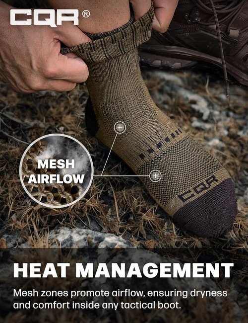 CQR Wool Hiking Socks - Moisture-Wicking Mid Calf Crew Socks for Men & Women | 3 Pack