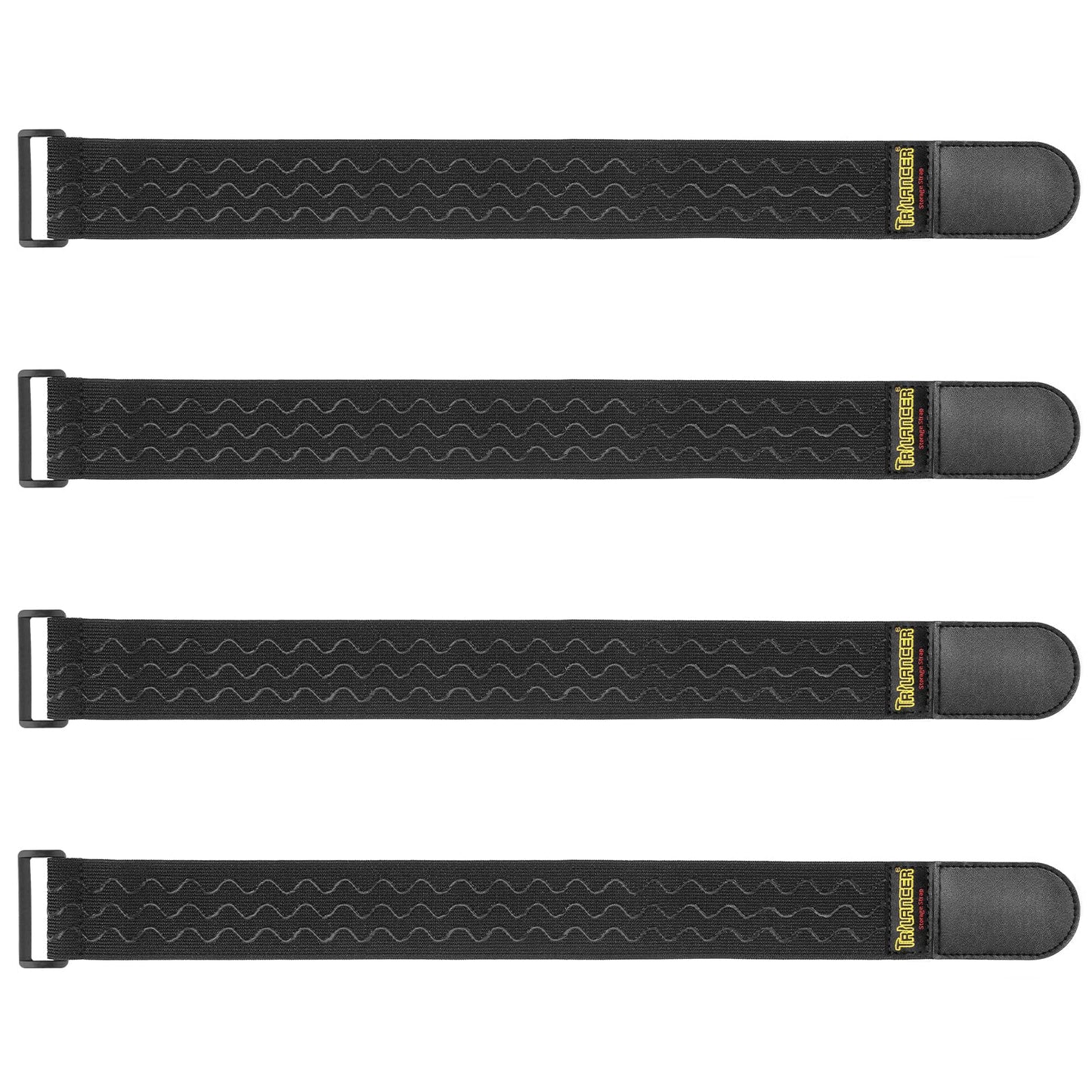 Trilancer Elastic Cinch Straps with Anti-Slip Strips, 2" x 18"(4 Pack) Hook and Loop Storage Straps with Buckle, Bundling Bands for Extension Cords, Cables, Ropes, Hoses, Bike, Boat, Pant Garters